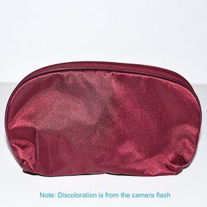 Unused Lancome Vintage Satin Maroon Cosmetic Bag